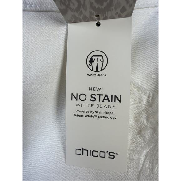 Chico's White Jeans Women's 18 petite So Slimming Girlfriend embroidered NWT - Picture 7 of 16